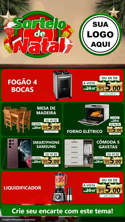 Modelo de TV para TV Vertical com o tema Sorteio de Natal para Móveis e Eletro