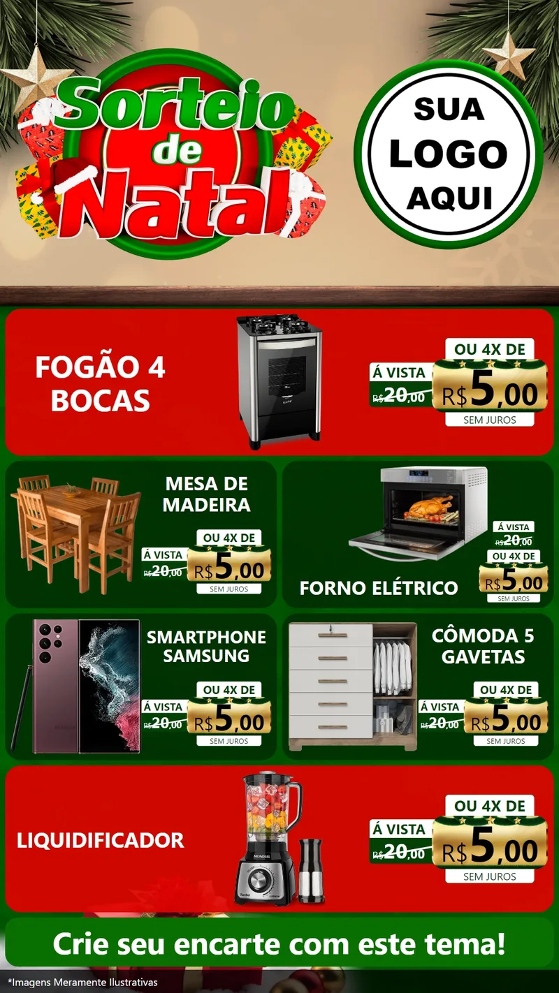 Modelo de TV para TV Vertical com o tema Sorteio de Natal para Móveis e Eletro