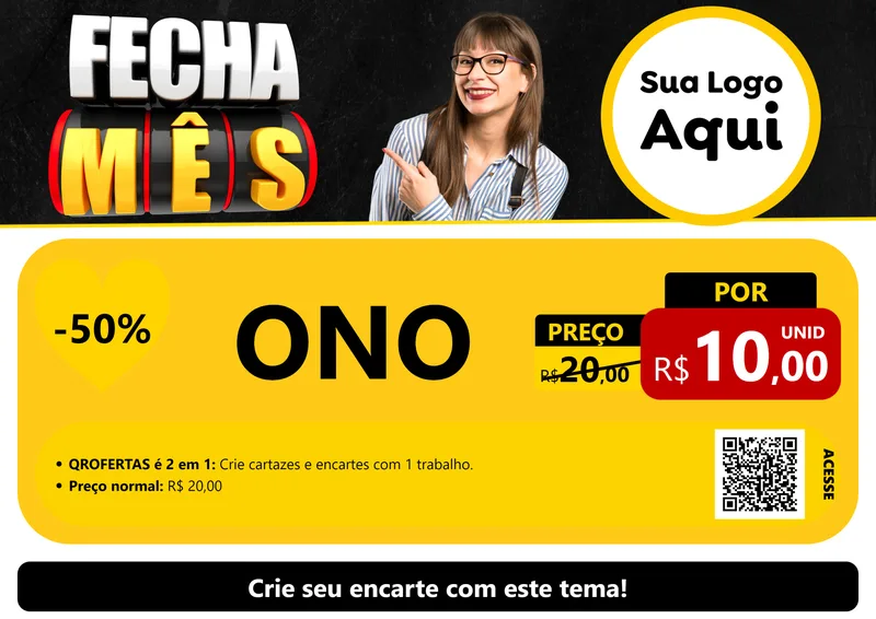 Modelo de Cartaz para Cartaz A4 Horizontal com o tema Fecha Mês para Óticas