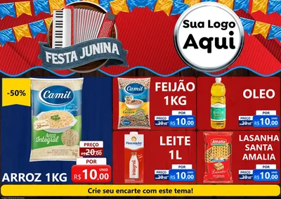 Modelo de Encarte para Encarte A4 Horizontal com o tema Festa Junina para Supermercado