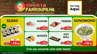 Modelo de TV para TV Horizontal com o tema Oferta Farroupilha para Comida japonesa