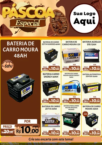 Modelo de Encarte para Encarte A4 Vertical com o tema Páscoa Especial para Baterias Elétricas