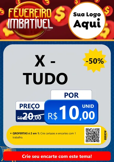 Modelo de Cartaz para Cartaz A4 Vertical com o tema Fevereiro Imbatível para Hamburgueria
