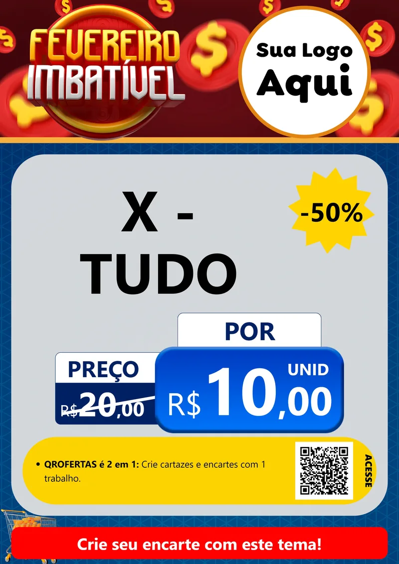 Modelo de Cartaz para Cartaz A4 Vertical com o tema Fevereiro Imbatível para Hamburgueria