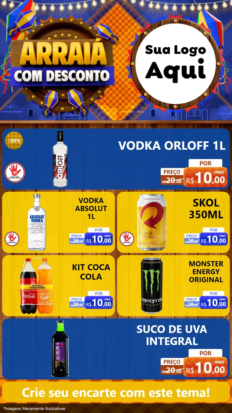Modelo de TV para TV Vertical com o tema Arraiá Com Desconto para Distribuidora de bebidas