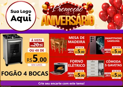 Modelo de Encarte para Encarte A4 Horizontal com o tema Promoção de Aniversário para Móveis e Eletro