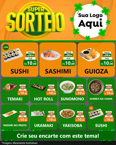 Modelo de Rede Social para Feed Instagram com o tema Super Sorteio para Comida japonesa