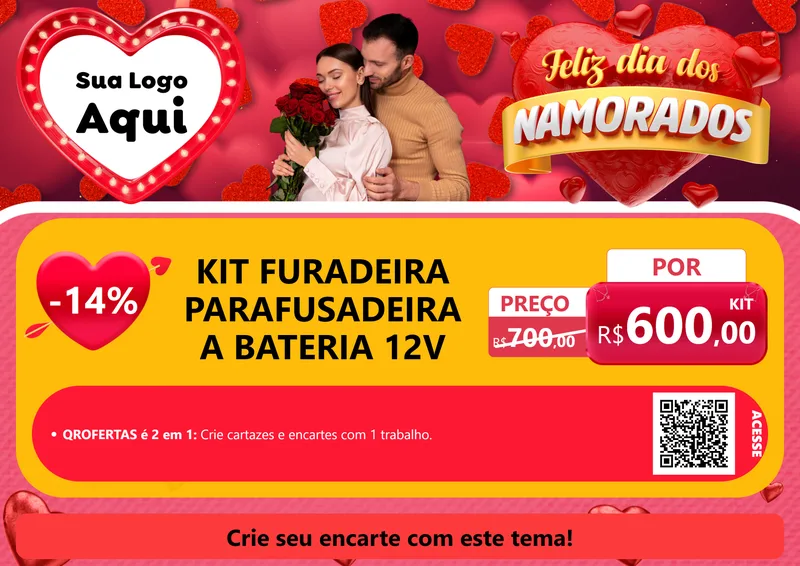 Modelo de Cartaz para Cartaz A4 Horizontal com o tema Feliz Dia Dos Namorados para Maquinas e Ferramentas