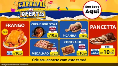 Modelo de TV para TV Horizontal com o tema Carnaval de Ofertas para Assados