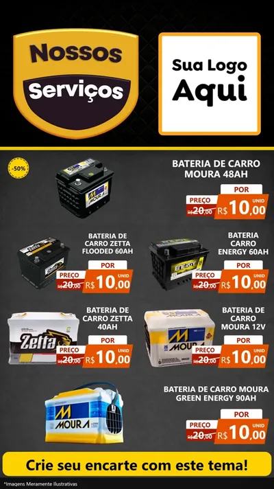 Modelo de TV para TV Vertical com o tema Nossos Serviços para Baterias Elétricas