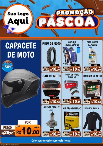 Modelo de Encarte para Encarte A4 Vertical com o tema Promoção Páscoa para Moto peças