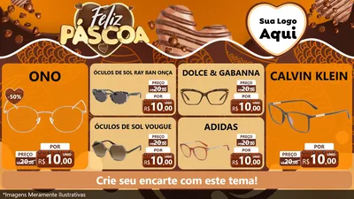 Modelo de TV para TV Horizontal com o tema Feliz Páscoa para Óticas