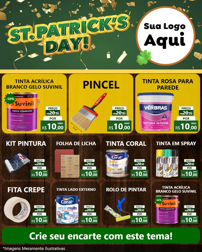 Modelo de Rede Social para Feed Instagram com o tema St Patriks Day para Tintas e Ferramentas