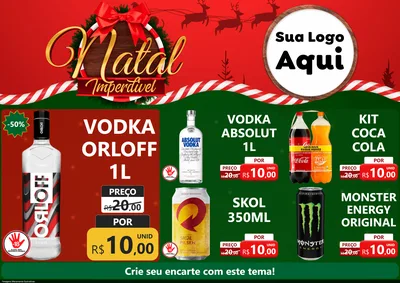 Modelo de Encarte para Encarte A4 Horizontal com o tema Natal Imperdível para Distribuidora de bebidas