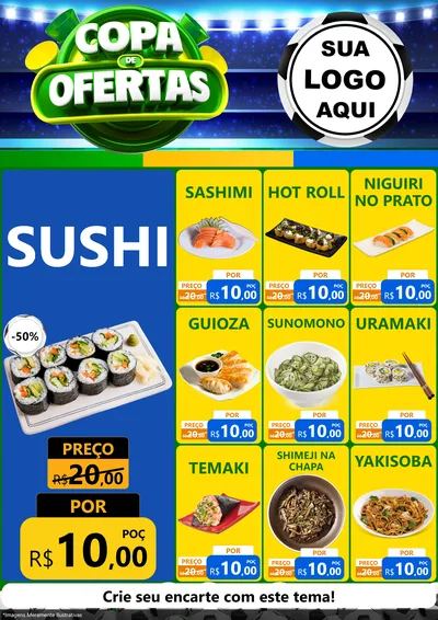 Modelo de Encarte para Encarte A4 Vertical com o tema Copa de Ofertas para Comida japonesa