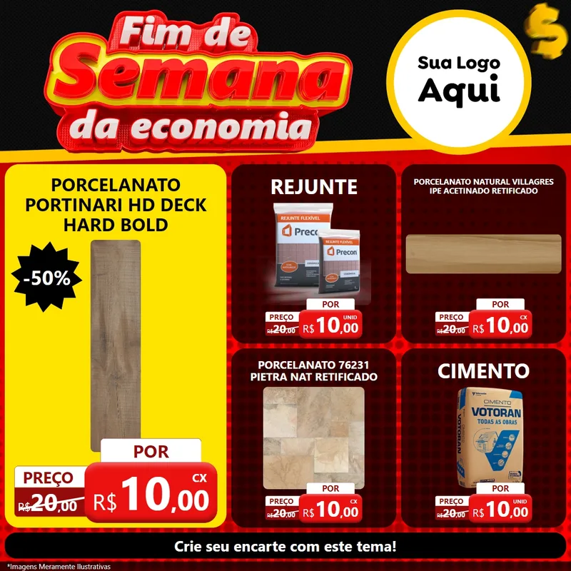 Modelo de Rede Social para Feed Facebook com o tema Fim de Semana da Economia para Pisos e revestimentos