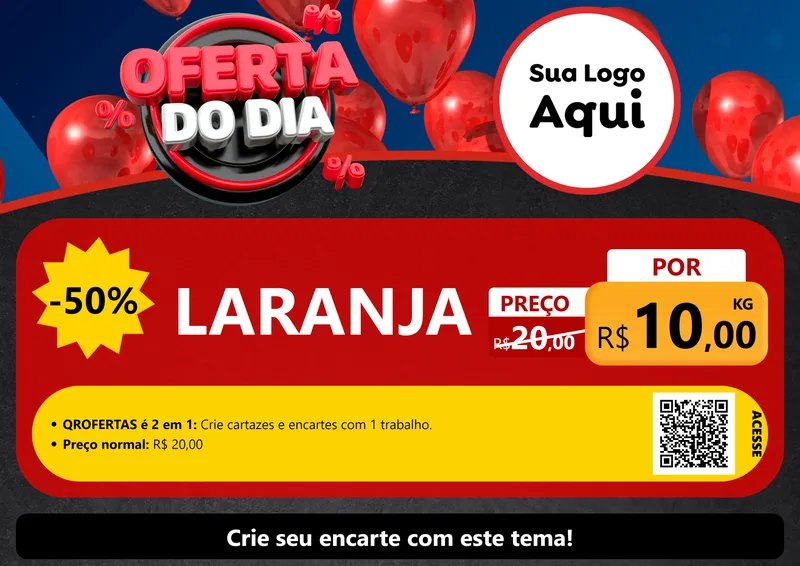 Modelo de Cartaz para Cartaz A4 Horizontal com o tema Oferta do Dia para Hortifrúti