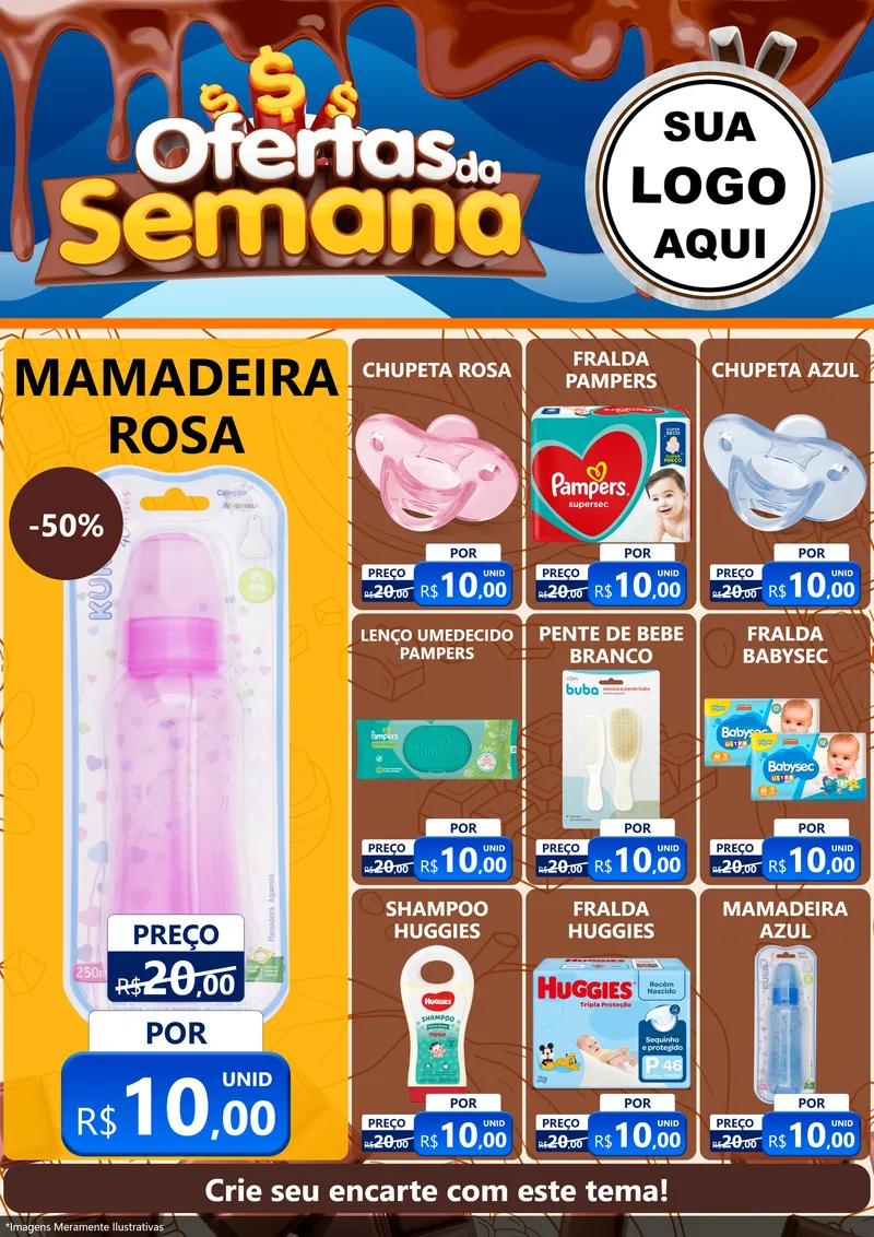 Modelo de Encarte para Encarte A4 Vertical com o tema Ofertas da Semana - Páscoa para Bebês