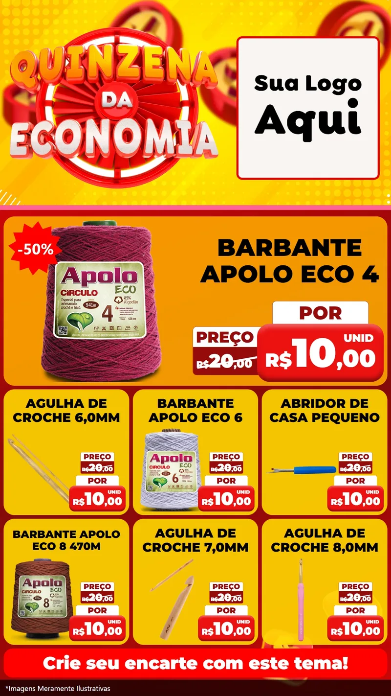 Modelo de Rede Social para Stories com o tema Quinzena Da Economia para Armarinho e Aviamentos