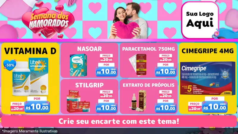Modelo de TV para TV Horizontal com o tema Semana dos Namorados para Farmácia