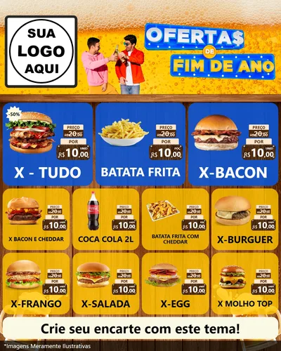 Modelo de Rede Social para Feed Instagram com o tema Ofertas de Fim de Ano para Hamburgueria
