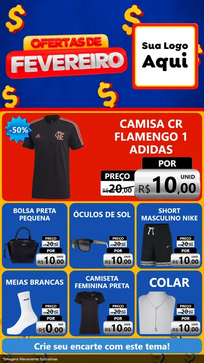 Modelo de Rede Social para Stories com o tema Ofertas de Fevereiro para Roupas e acessórios