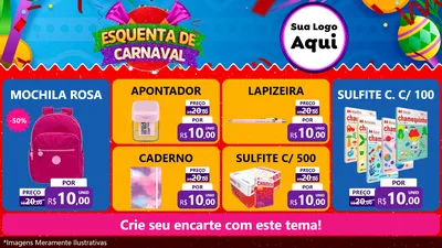Modelo de TV para TV Horizontal com o tema Esquenta de Carnaval para Papelaria