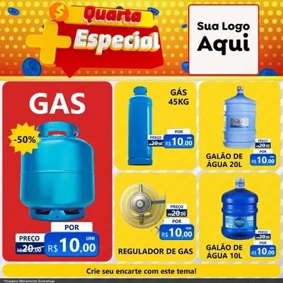 Modelo de Rede Social para Feed Facebook com o tema Quarta Mais Especial para Água e gás