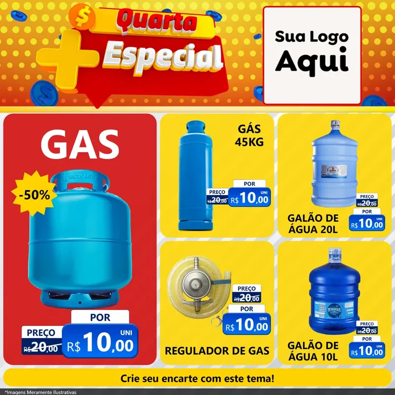 Modelo de Rede Social para Feed Facebook com o tema Quarta Mais Especial para Água e gás