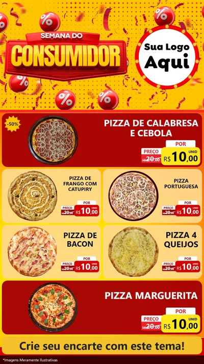 Modelo de TV para TV Vertical com o tema Semana do Consumidor para Pizzaria