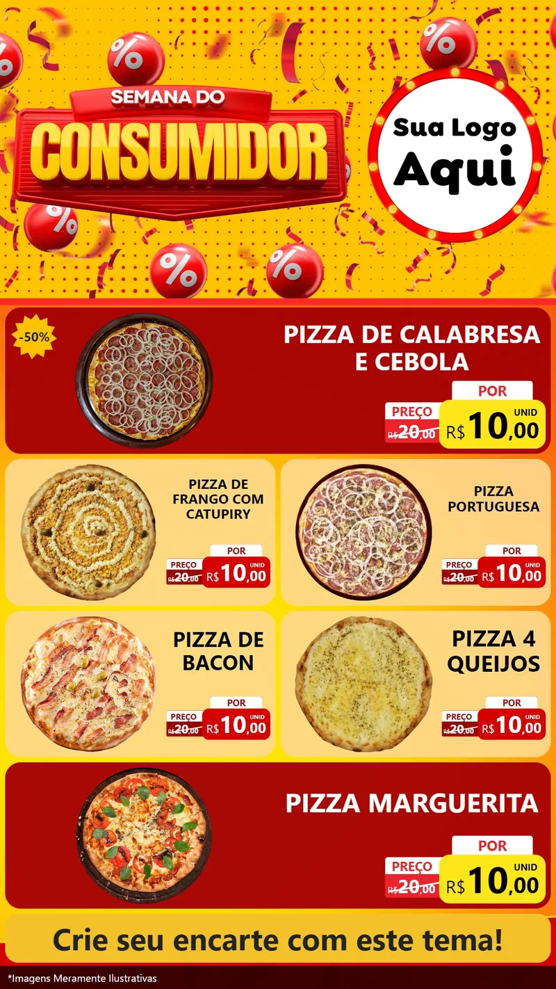 Modelo de TV para TV Vertical com o tema Semana do Consumidor para Pizzaria