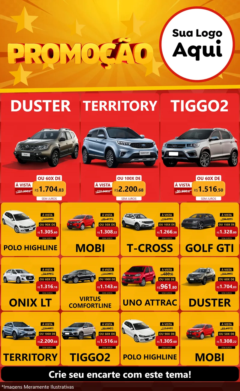 Modelo de Encarte para Encarte Grande com o tema Promoção para Concessionaria de Carros