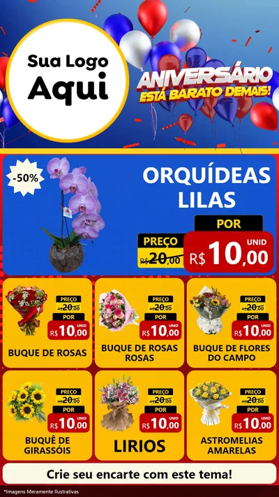 Modelo de Rede Social para Stories com o tema Aniversário para Floricultura e jardim