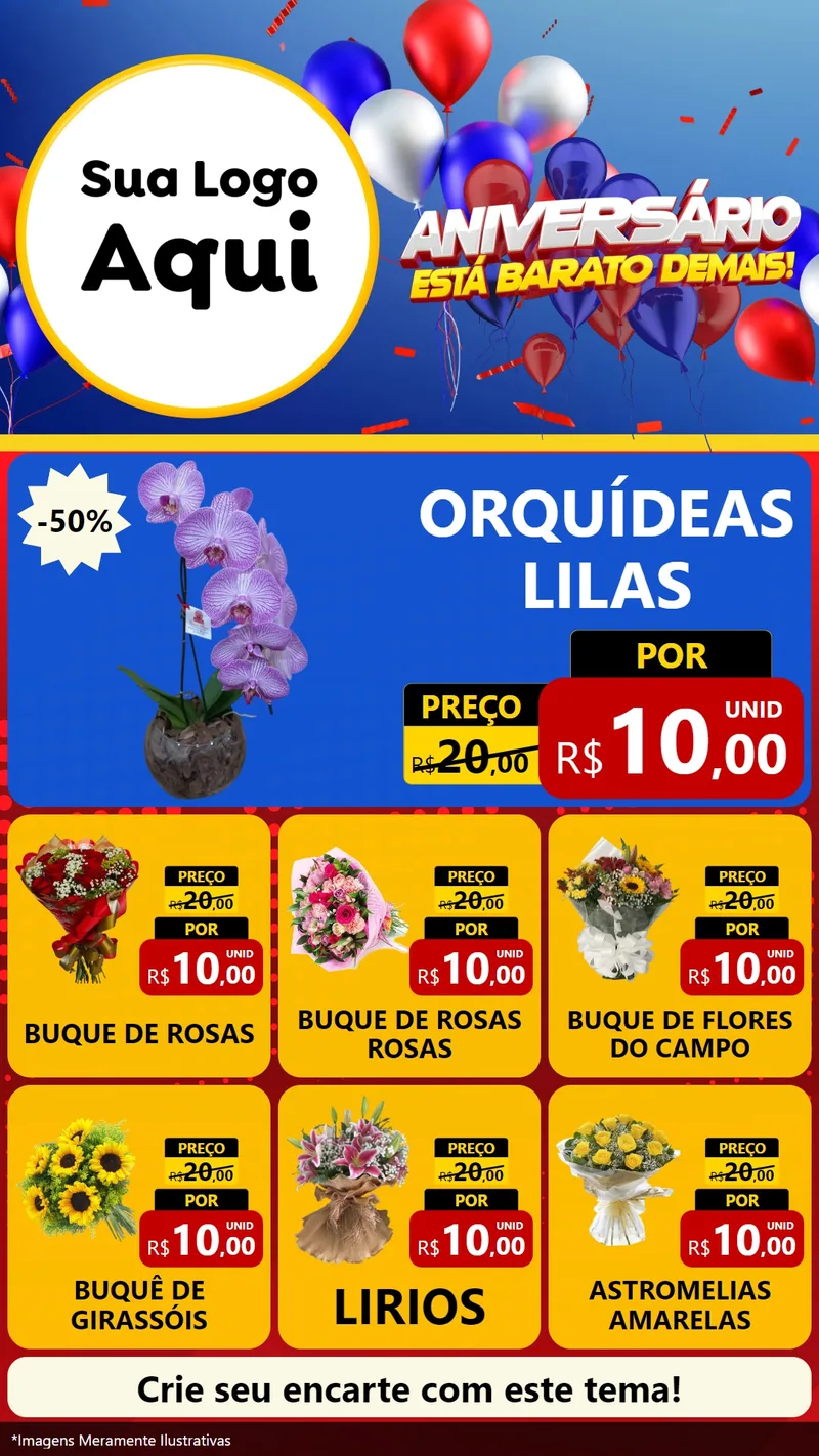 Modelo de Rede Social para Stories com o tema Aniversário para Floricultura e jardim