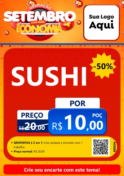 Modelo de Cartaz para Cartaz A4 Vertical com o tema Operação Setembro Com Muita Economia para Comida japonesa