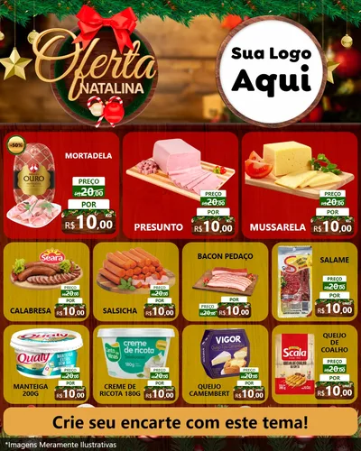 Modelo de Rede Social para Feed Instagram com o tema Ofertas Natalina para Frios e Laticínios