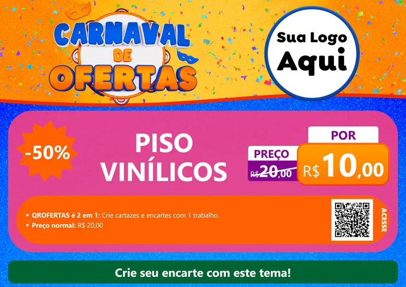 Modelo de Cartaz para Cartaz A4 Horizontal com o tema Carnaval de Ofertas para Material para Construção
