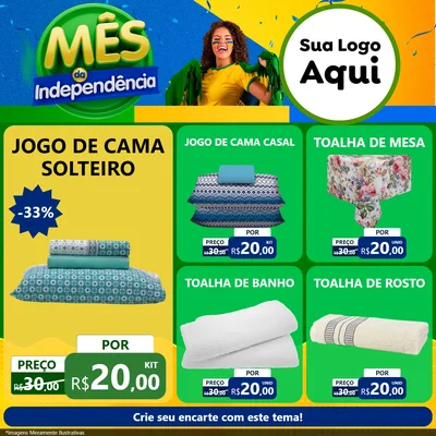 Modelo de Rede Social para Feed Facebook com o tema Mês da Independência para Cama, Mesa e Banho