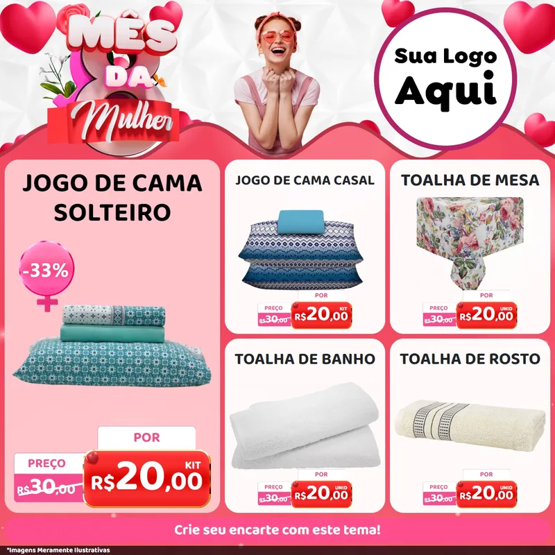 Modelo de Rede Social para Feed Facebook com o tema Mês da Mulher para Cama, Mesa e Banho