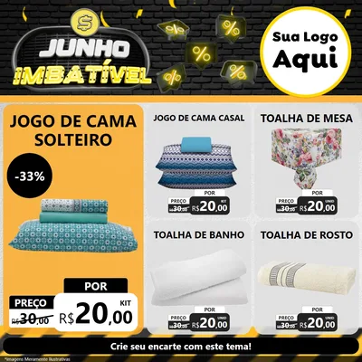 Modelo de Rede Social para Feed Facebook com o tema Junho Imbatível para Cama, Mesa e Banho