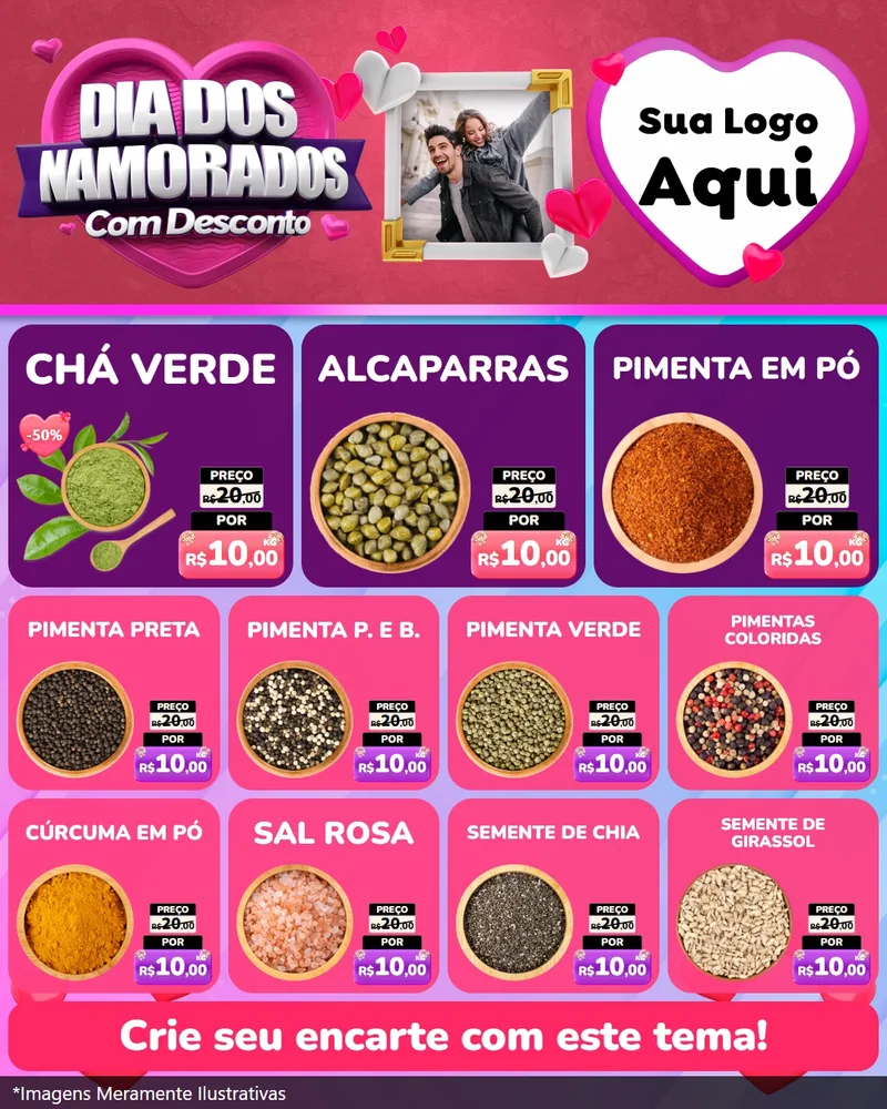 Modelo de Rede Social para Feed Instagram com o tema Dia Dos Namorados Com Desconto para Produtos Naturais