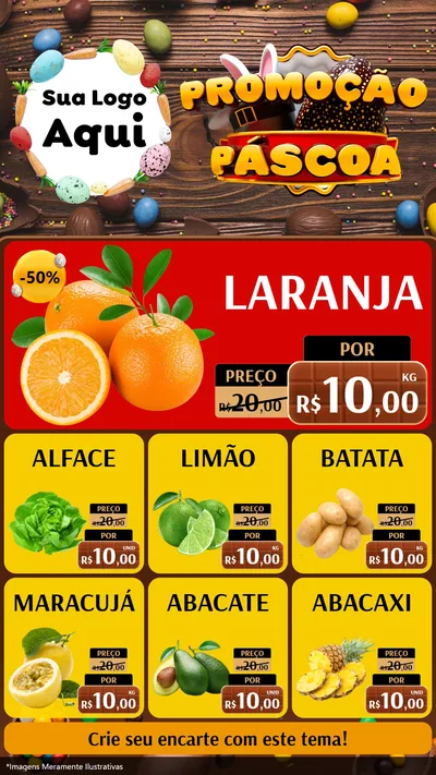 Modelo de Rede Social para Stories com o tema Promoção Páscoa para Hortifrúti