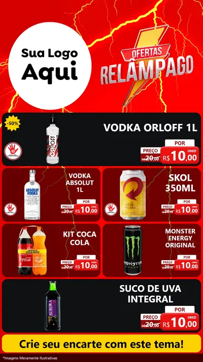 Modelo de TV para TV Vertical com o tema Ofertas Relâmpago para Distribuidora de bebidas