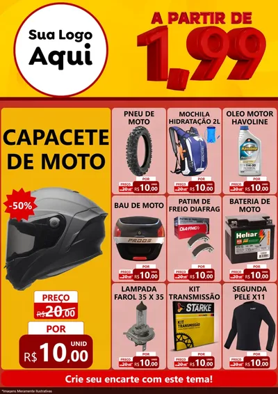 Modelo de Encarte para Encarte A4 Vertical com o tema A Partir de Um e Noventa e Nove - 1,99 para Moto peças
