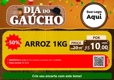 Modelo de Cartaz para Cartaz A4 Horizontal com o tema Dia do Gaúcho para Supermercado