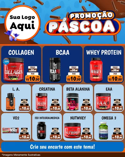 Modelo de Rede Social para Feed Instagram com o tema Promoção Páscoa para Suplementos alimentares