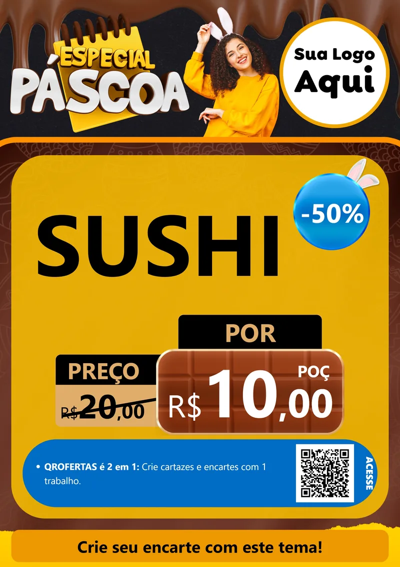 Modelo de Cartaz para Cartaz A4 Vertical com o tema Especial Páscoa para Comida japonesa