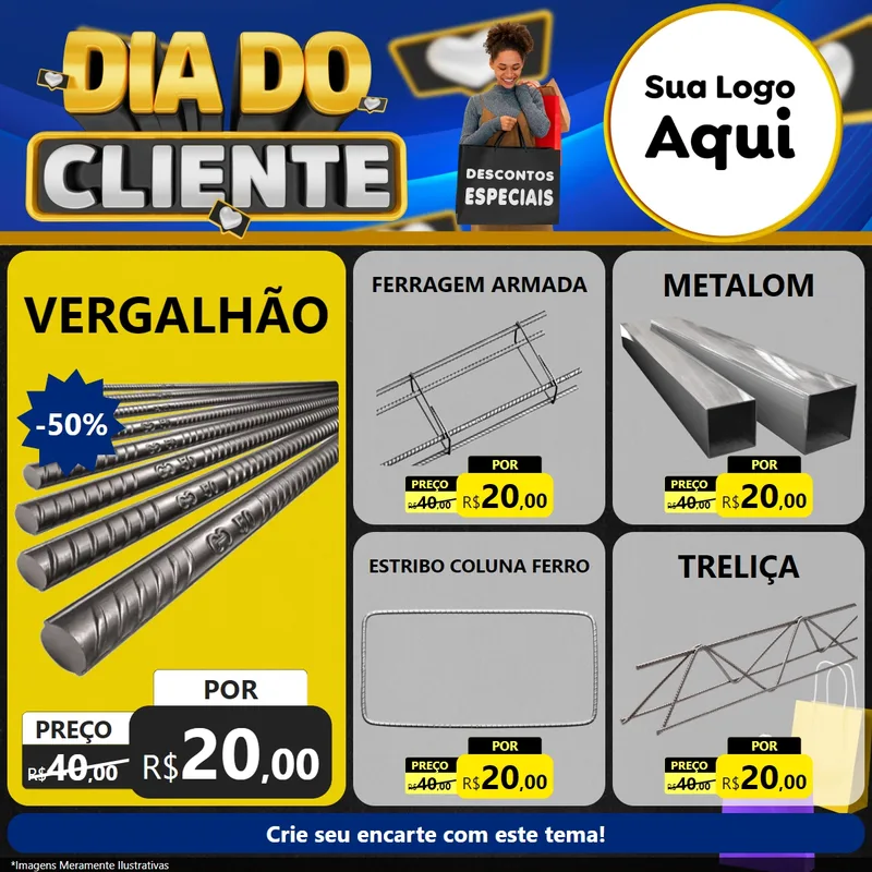 Modelo de Rede Social para Feed Facebook com o tema Dia Do Cliente para Ferragens