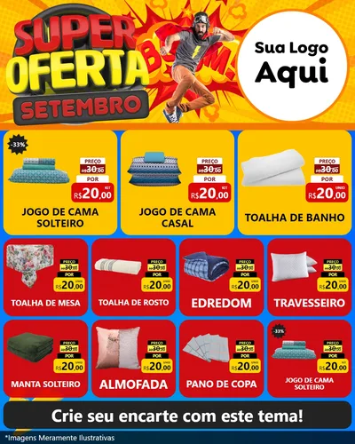 Modelo de Rede Social para Feed Instagram com o tema Super Oferta Setembro para Cama, Mesa e Banho