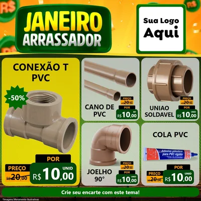 Modelo de Rede Social para Feed Facebook com o tema Janeiro Arrasador para Tubos e conexões